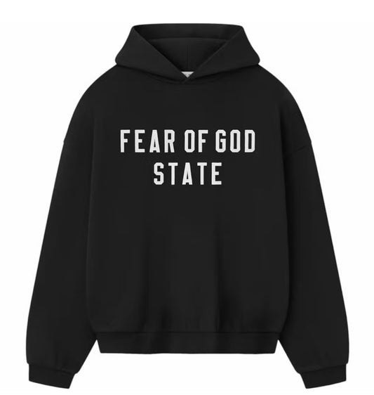 ESSENTIALS FEAR OF GOD BLACK 90S FLEECE HOODIE (BRAND NEW)