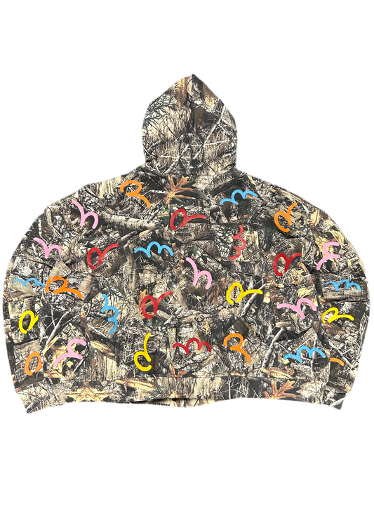 HAPPY MEMORIES HMDD CAMO ZIP UP POCKETS HOODIE (BRAND NEW)