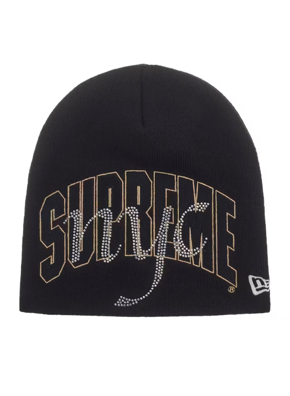 SUPREME NEW ERA RHINESTONE BLACK BEANIE SS26 (BRAND NEW)