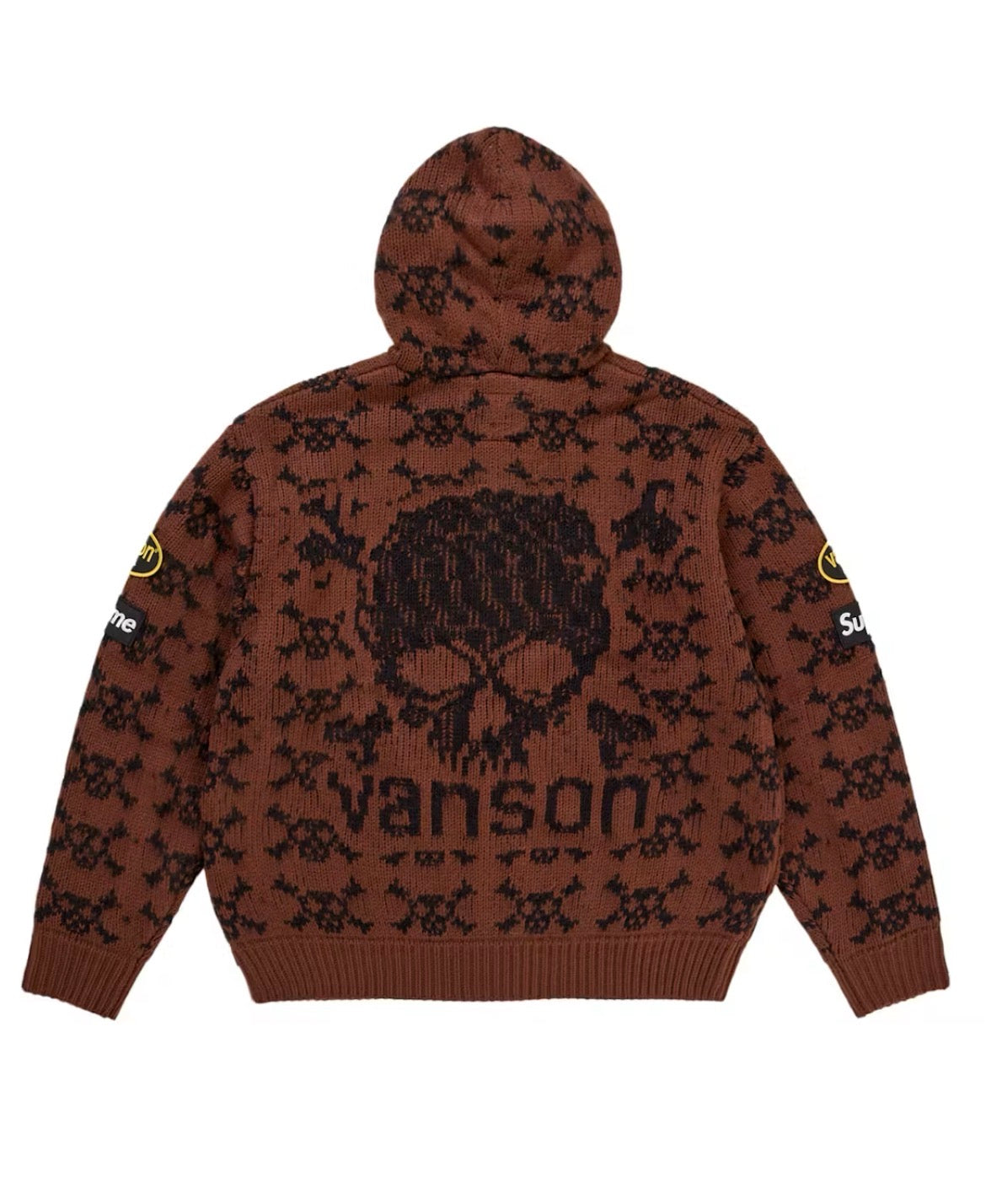SUPREME VANSON LEATHERS SKULL ZIP UP HOODED SWEATSHIRT “BROWN” (BRAND NEW)
