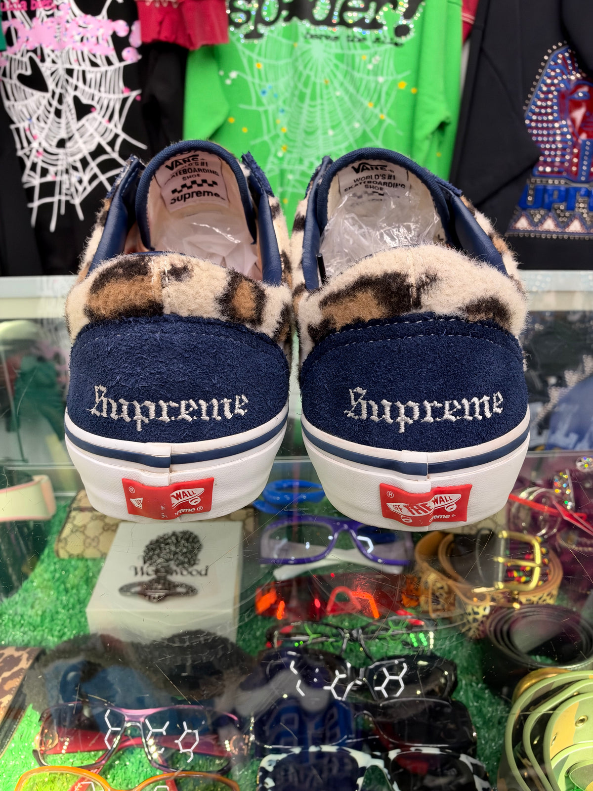 SUPREME X VANS LEOPARD NAVY (PRE-OWNED)