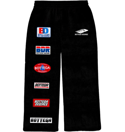 BOTTEGA DESIRES PATCHES BLACK SWEATPANTS (BRAND NEW)