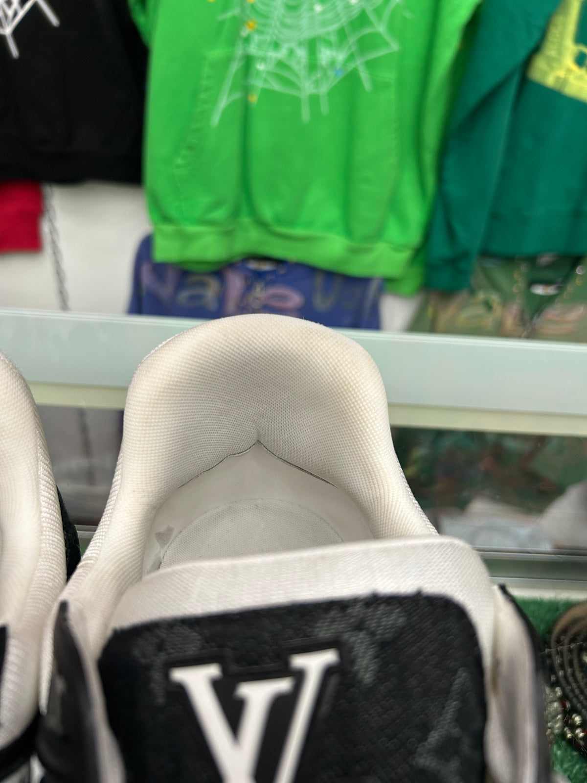LOUIS VUITTON LV TRAINER WHITE BLACK (PRE-OWNED W/ BOX) (LV 12 FITS LIKE A 13-14)