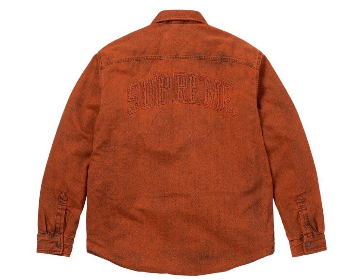 SUPREME ORANGE SHEARLING LINED DENIM WORK JACKET (VNDS)