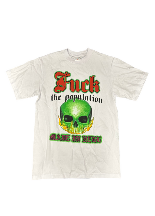 FTP FUCK THE POPULATION SKULL WHITE TEE (BRAND NEW)