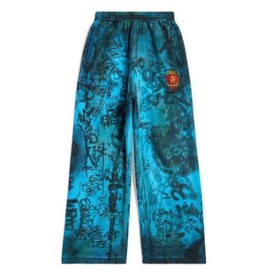 BALENCIAGA BLUE SKATER GRAFFITI BAGGY SWEATS (VNDS)