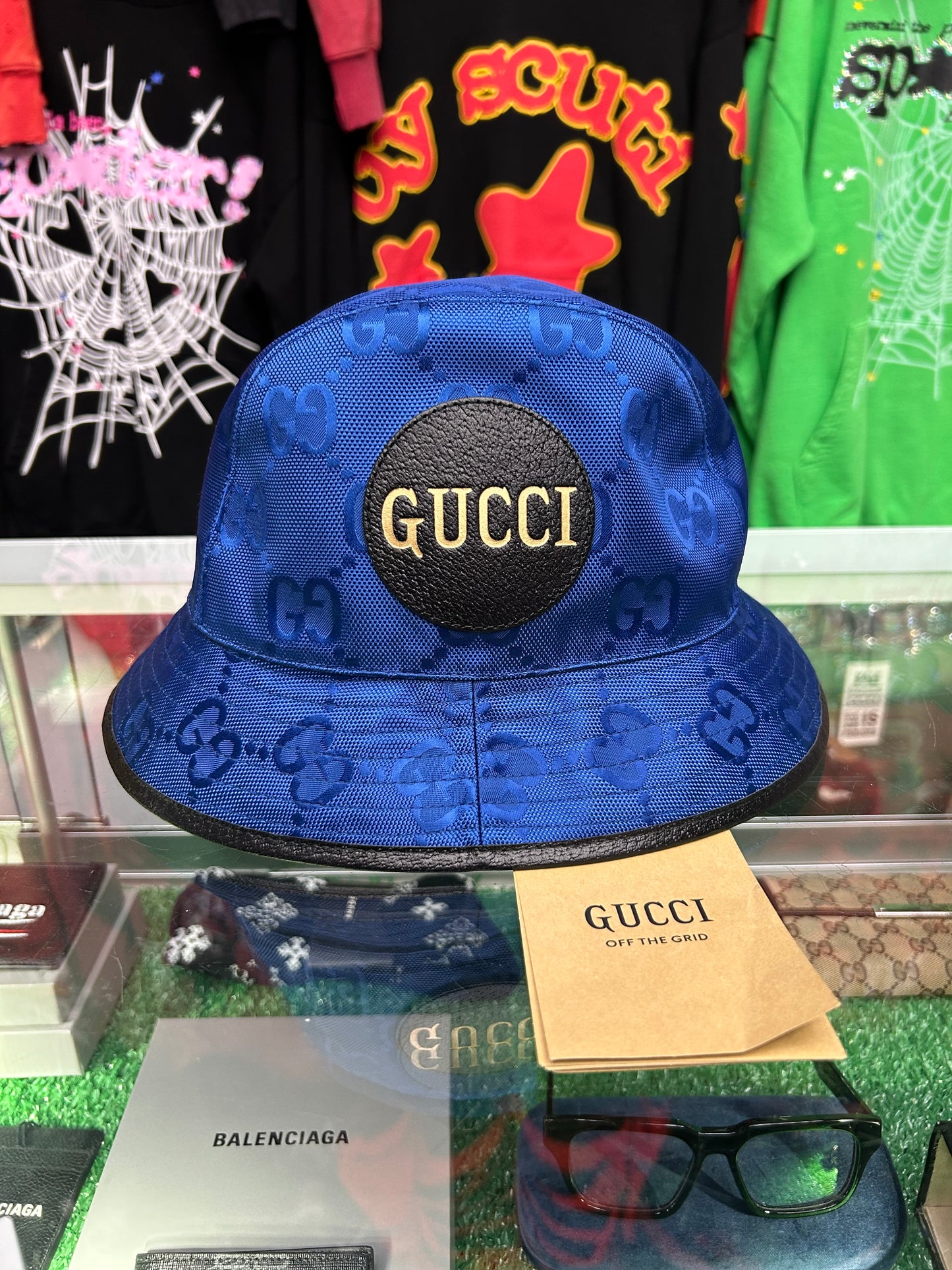 GUCCI OFF THE GRID BUCKET HAT “BLUE” (BRAND NEW W/ DEFECT)