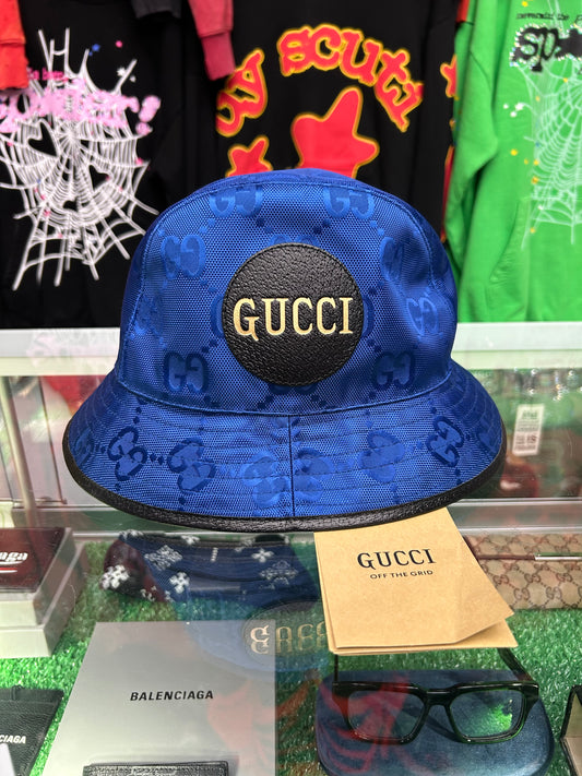 GUCCI OFF THE GRID BUCKET HAT “BLUE” (BRAND NEW W/ DEFECT)