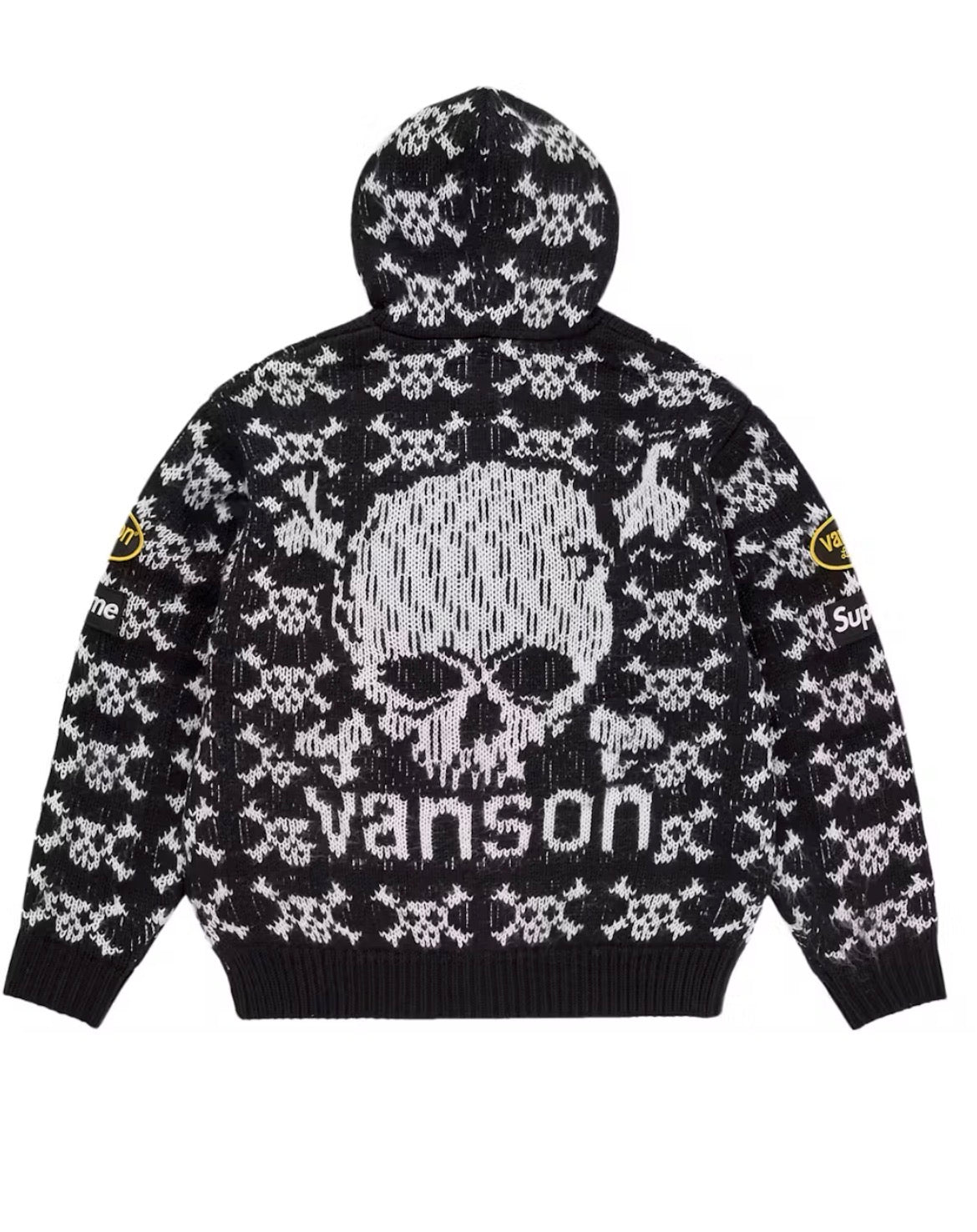 SUPREME VANSON LEATHERS SKULL ZIP UP HOODED SWEATSHIRT “BLACK” (BRAND NEW)