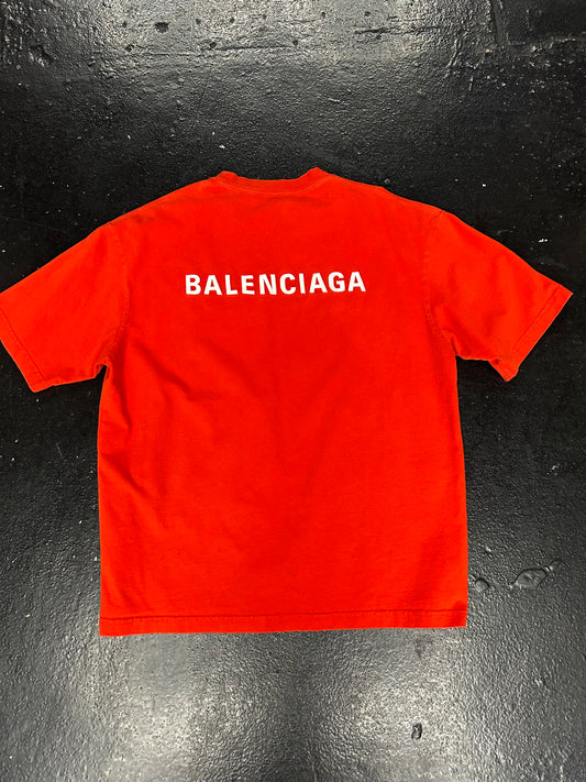 BALENCIAGA CLASSIC LOGO TEE “RED” (PRE-OWNED)