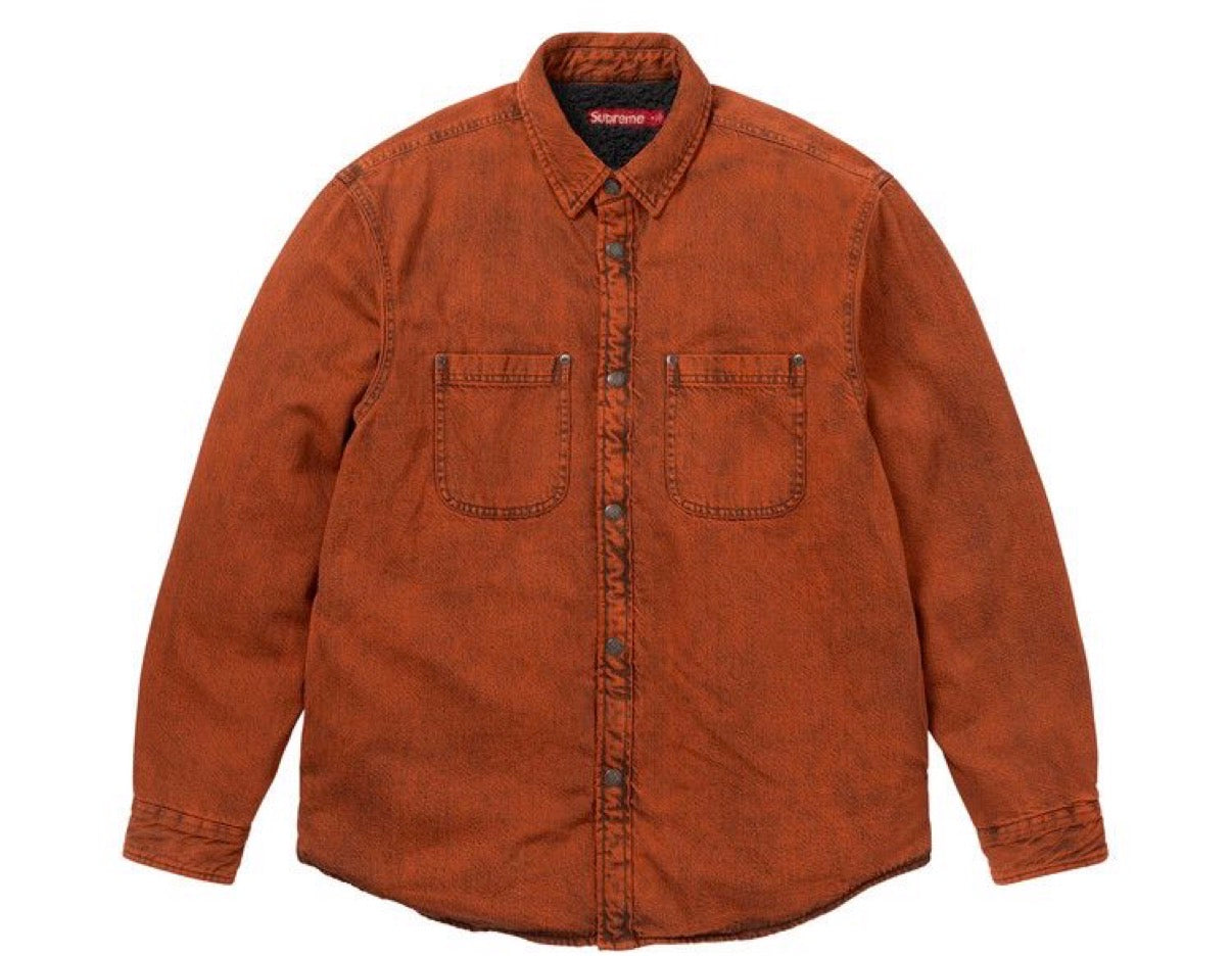 SUPREME ORANGE SHEARLING LINED DENIM WORK JACKET (VNDS)