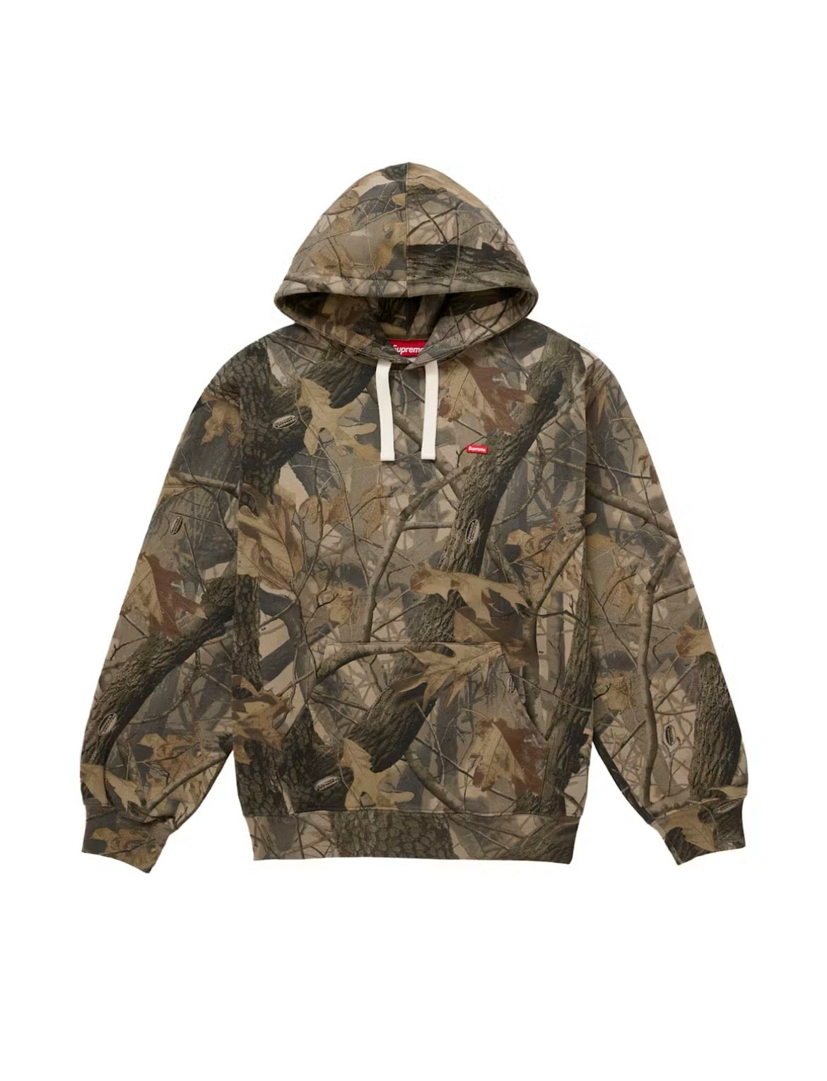 SUPREME DRAWCORD MINI LOGO REALTREE CAMO HOODIE