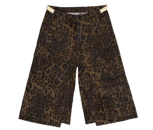 BRAVEST STUDIOS LEOPARD BAGGY CARGO SHORTS (BRAND NEW)