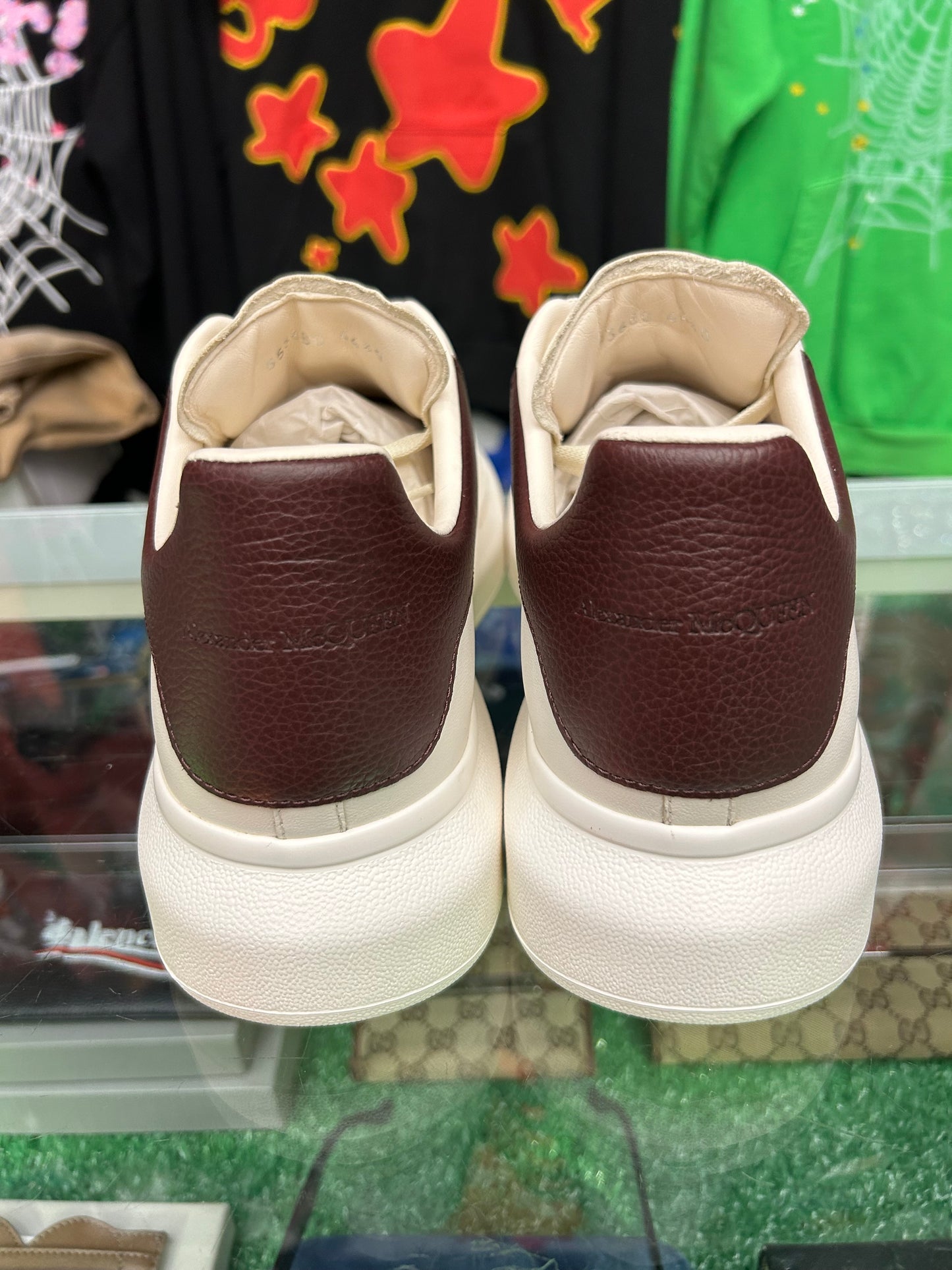 ALEXANDER MCQUEEN OVERSIZED “OFF-WHITE BORDEAUX” (PRE-OWNED W/ BOX)