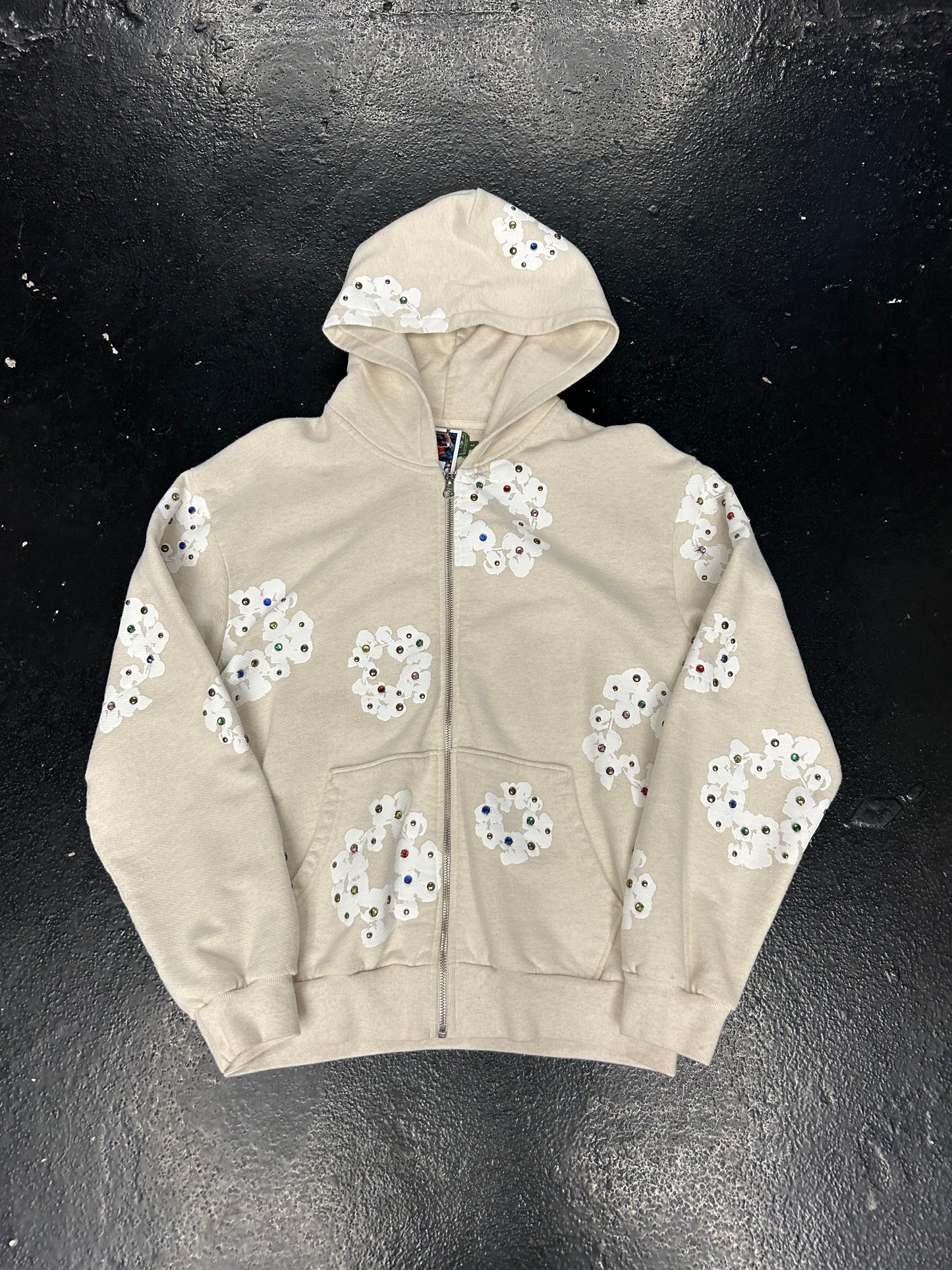 DENIM TEARS TAN ZIP UP HOODIE (PRE-OWNED)