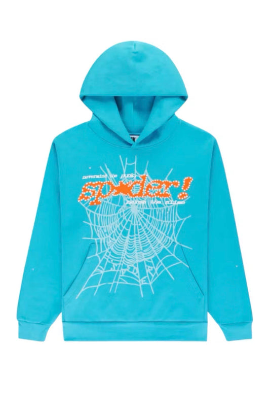 SP5DER PUNK V2 HOODIE CYAN