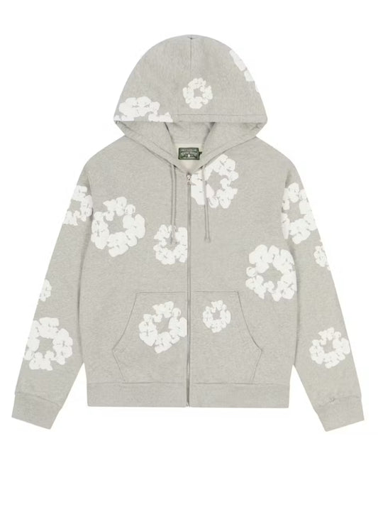 DENIM TEARS COTTON WREATH ZIP UP HOODIE “GREY” (BRAND NEW)