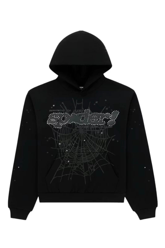 SP5DER RHINESTONE PUNK V2 HOODIE “BLACK” (BRAND NEW)
