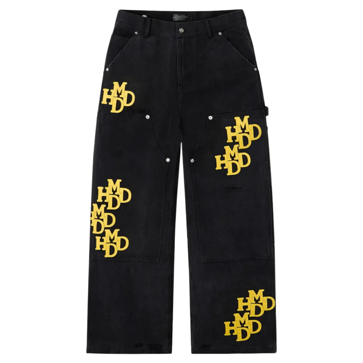 HMDD HAPPY MEMORIES DON’T DIE YELLOW PATCH PANTS BLACK (BRAND NEW)