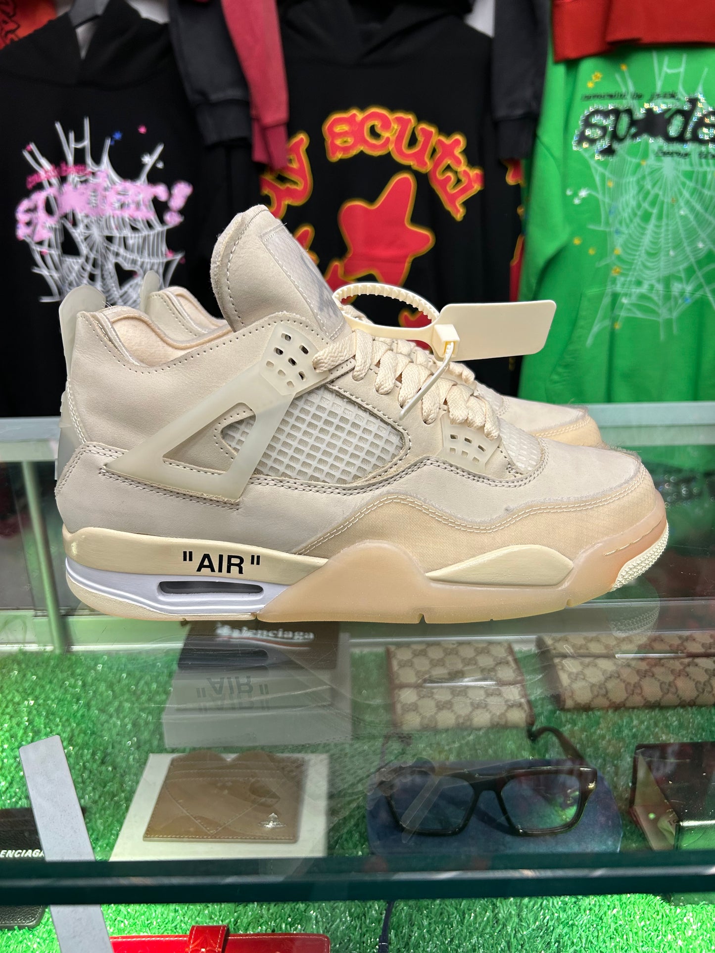 OFF-WHITE X NIKE JORDAN 4 SAIL (PRE-OWNED / WITH BOX)