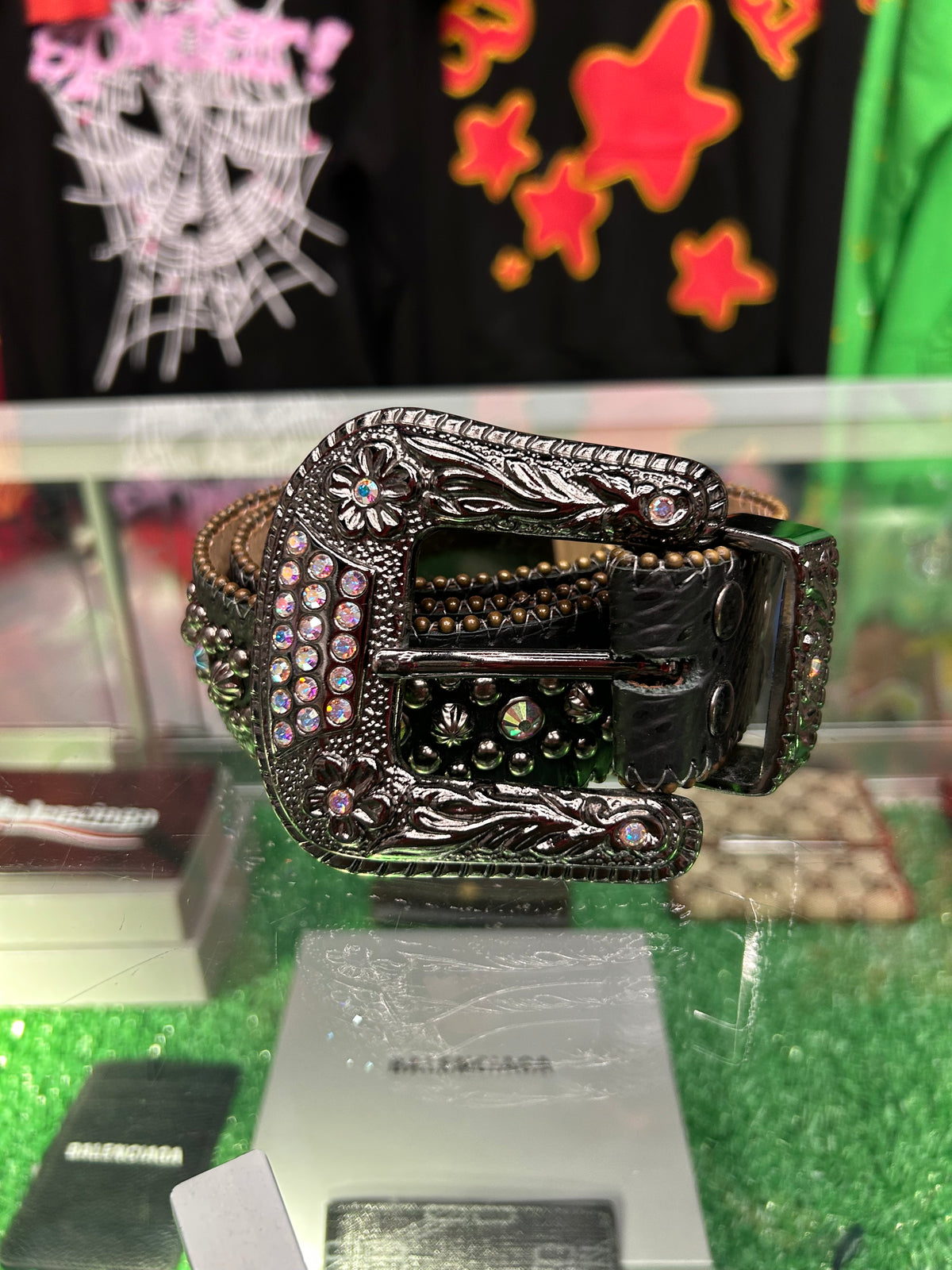 BB SIMONS BLACK STUDDED BELT (PRE-OWNED)
