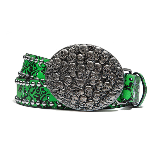 STOLEN ARTS GREEN GLOW SKULL-PILE BELT (BRAND NEW)