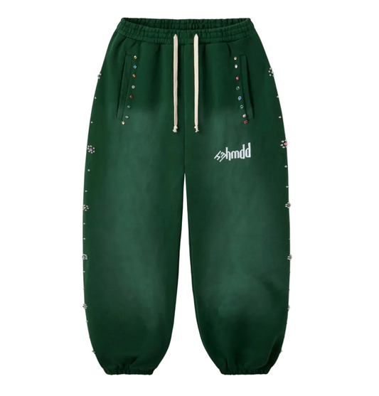 HAPPY MEMORIES DON’T DIE HMDD GREEN FLOWER STUDDED SWEATS (BRAND NEW)