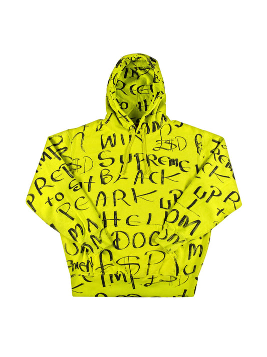 SUPREME BLACK ART HOODED SWEATSHIRT “FLORESCENT YELLOW” (BRAND NEW)