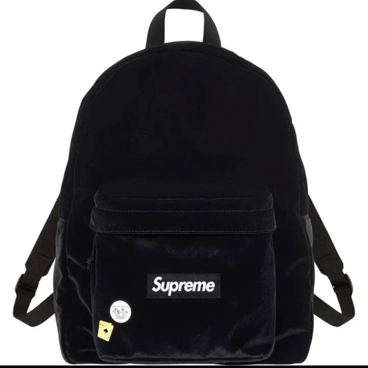 SUPREME BLACK VELVET BACKPACK (PRE-OWNED)