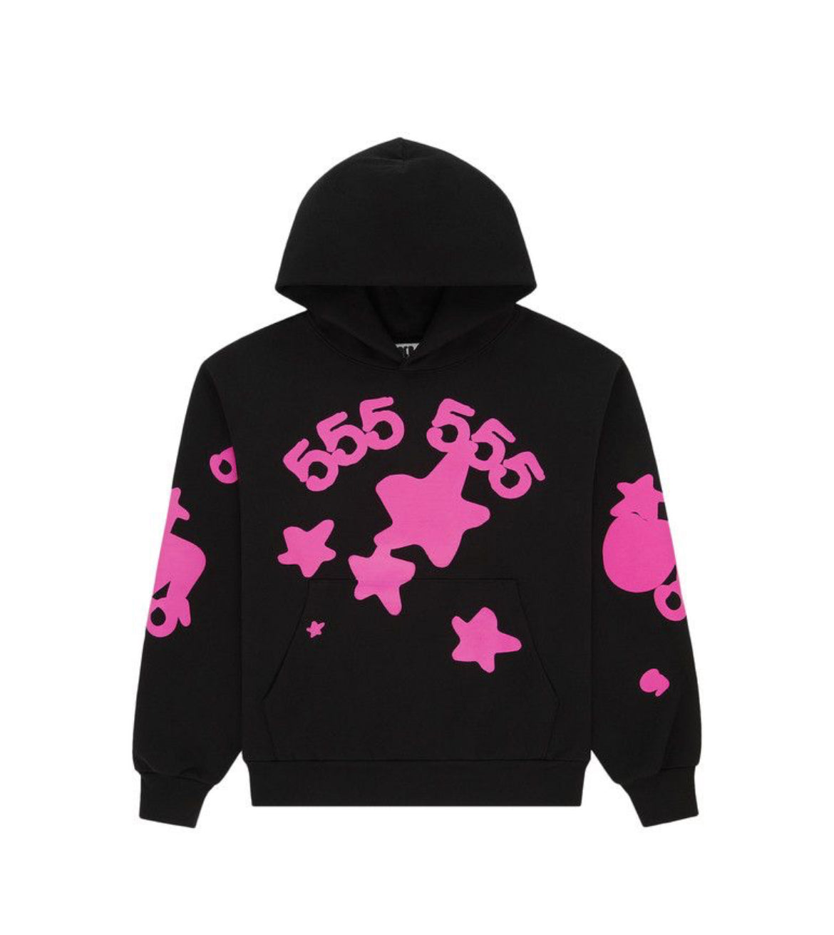 SP5DER ANGEL NUMBER BELUGA BLACK PINK HOODIE (BRAND NEW)