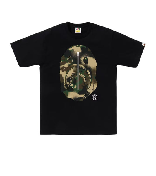 BAPE MAP CAMO APE APE HEAD SHARK BLACK TEE (BRAND NEW)