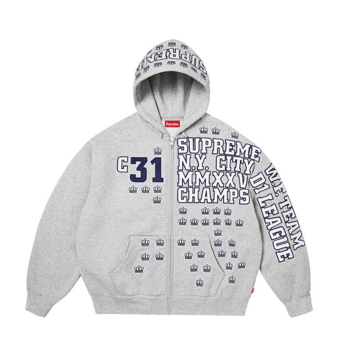 SUPREME LEAGUE CHAMPS ZIP-UP HOODIE SWEATSHIRT (BRAND NEW)