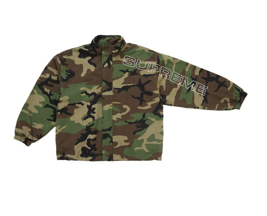 SUPREME SPELLOUT EMBROIDERED RIP STOP CAMO TRACK JACKET (BRAND NEW)