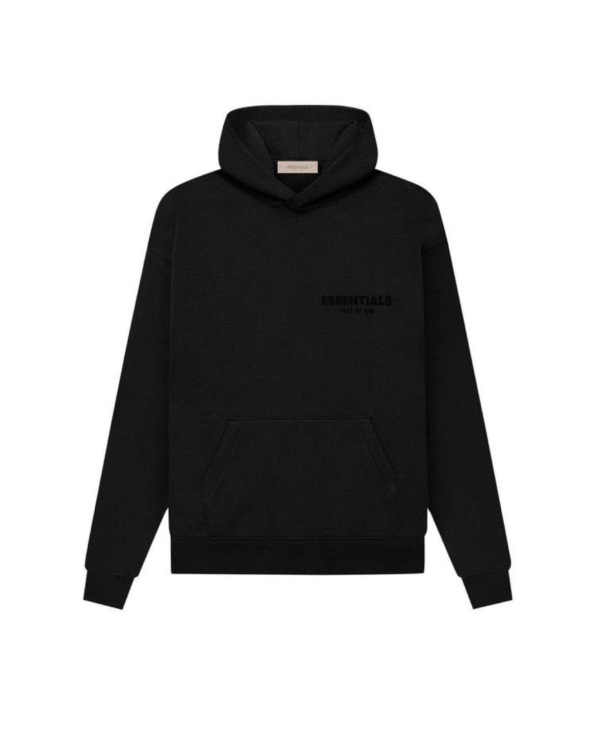 ESSENTIALS BLACK BASIC LOGO HOODIE (BRAND NEW)