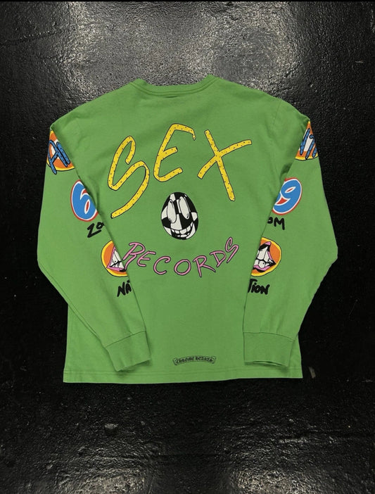 CHROME HEARTS SEX RECORDS GREEN LONG SLEEVE TEE (PRE OWNED)