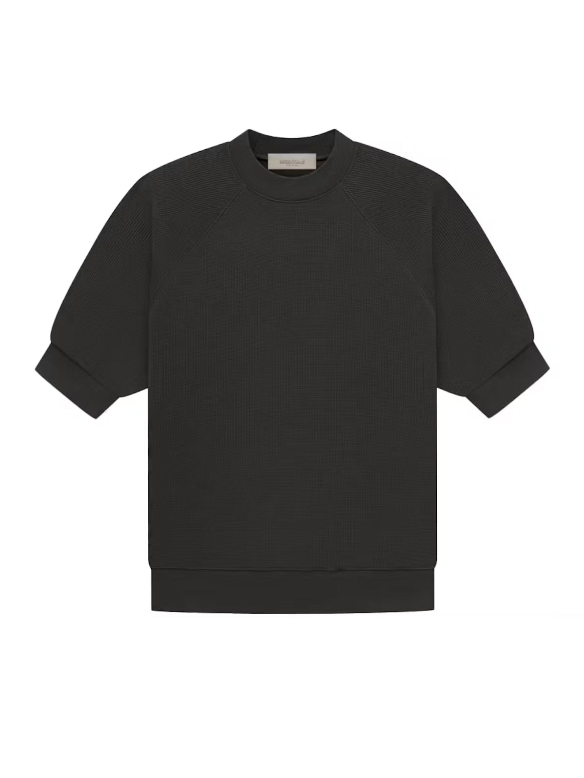 ESSENTIALS FEAR OF GOD SS WAFFLE SWEATSHIRT OFF BLACK (PRE-OWNED)