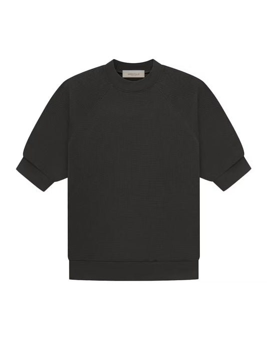 ESSENTIALS FEAR OF GOD SS WAFFLE SWEATSHIRT OFF BLACK (PRE-OWNED)