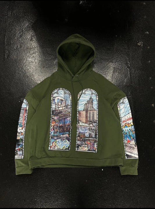 WHO DECIDES WAR STAINED GLASS HOODIE (PRE OWNED)