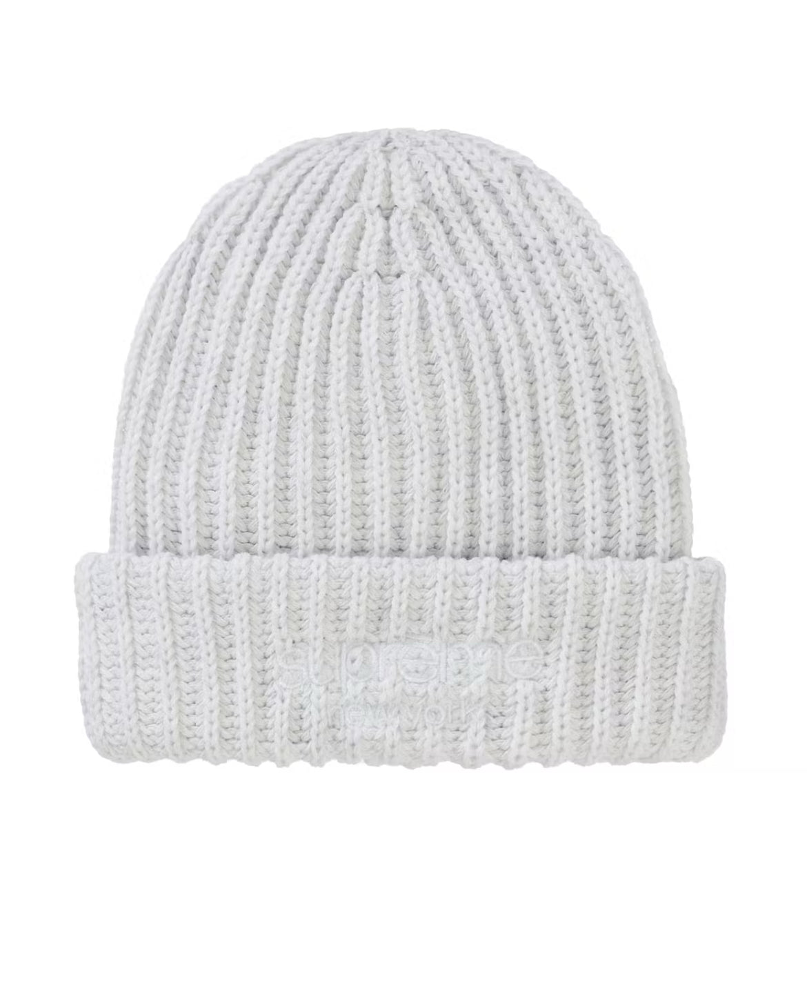 SUPREME GREY CHUNKY RIB CLASSIC LOGO BEANIE (BRAND NEW)