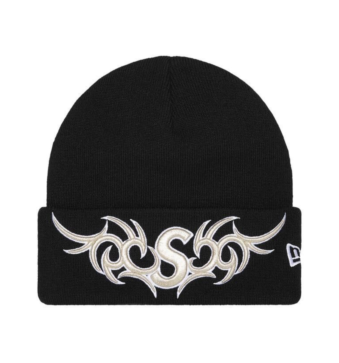 SUPREME NEW ERA TRIBAL S LOGO BLACK BEANIE (BRAND NEW)