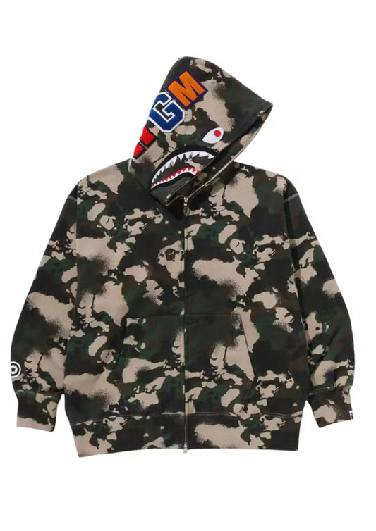 BAPE MAP CAMO SHARK FULL ZIP HOODIE “GREEN” (BRAND NEW)