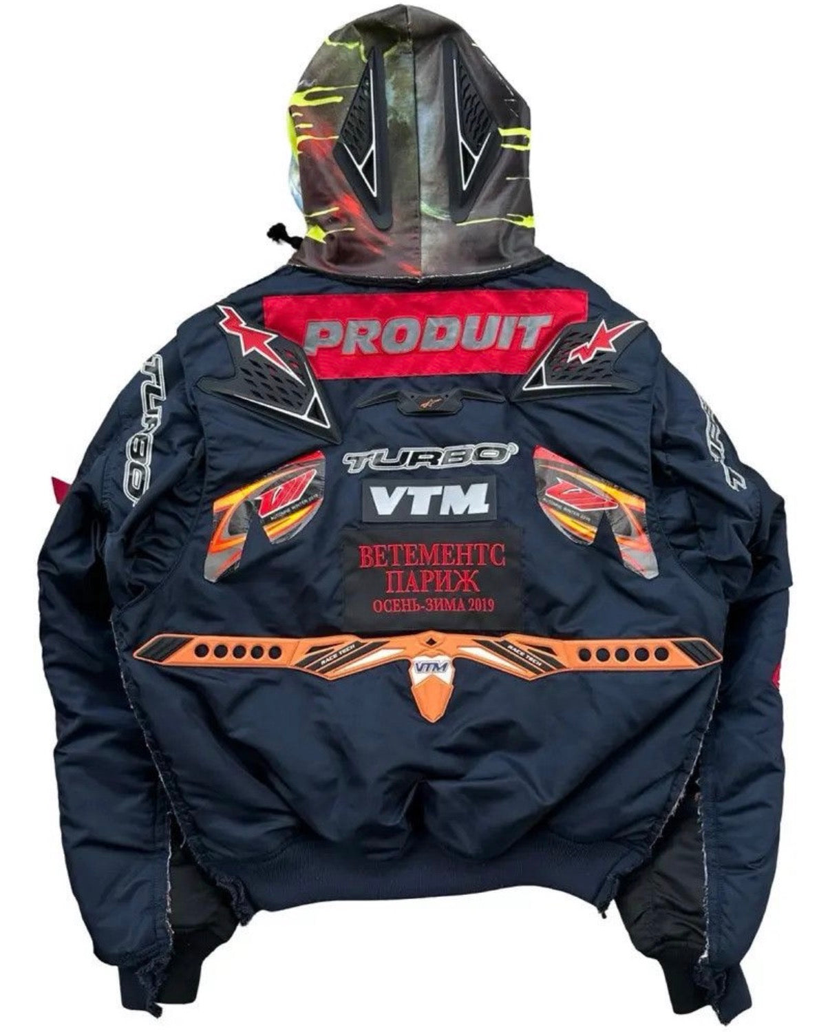 VETEMEMTS AW18 ALPHA INDUSTRIES HOODED MOTO RACING BOMBER (PRE-OWNED)