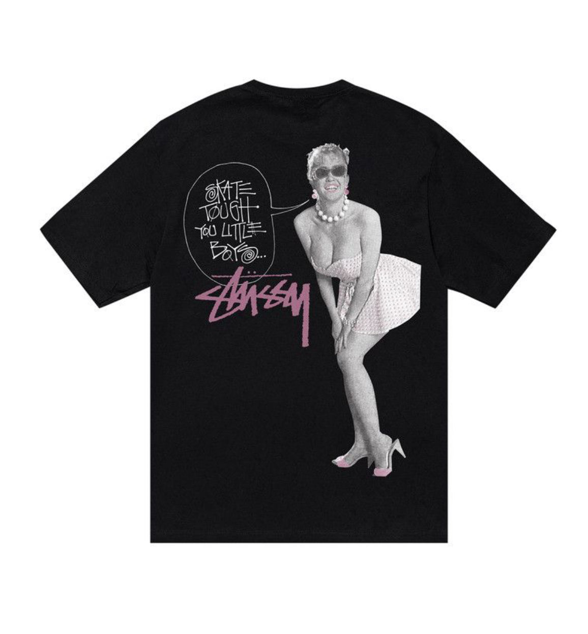 STUSSY SKATE TOUGH BLACK TEE (PRE-OWNED)