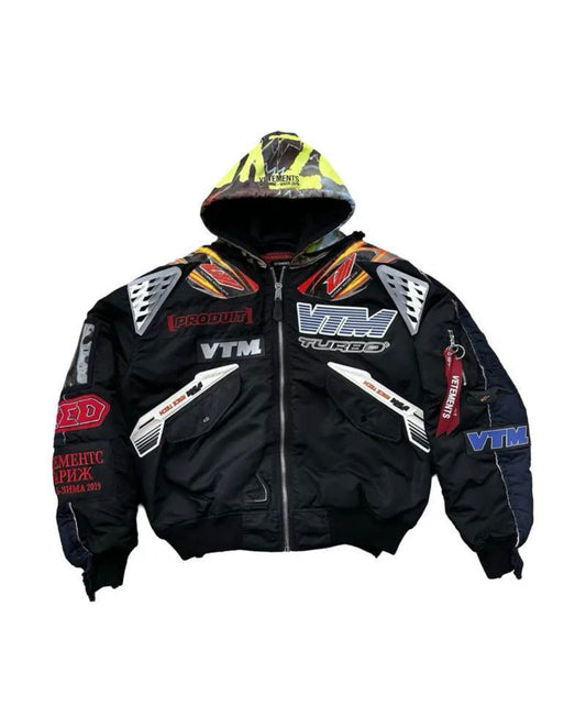 VETEMEMTS AW18 ALPHA INDUSTRIES HOODED MOTO RACING BOMBER (PRE-OWNED)