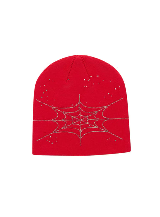 SP5DER RHINESTONE RED SKULLY BEANIE (BRAND NEW)