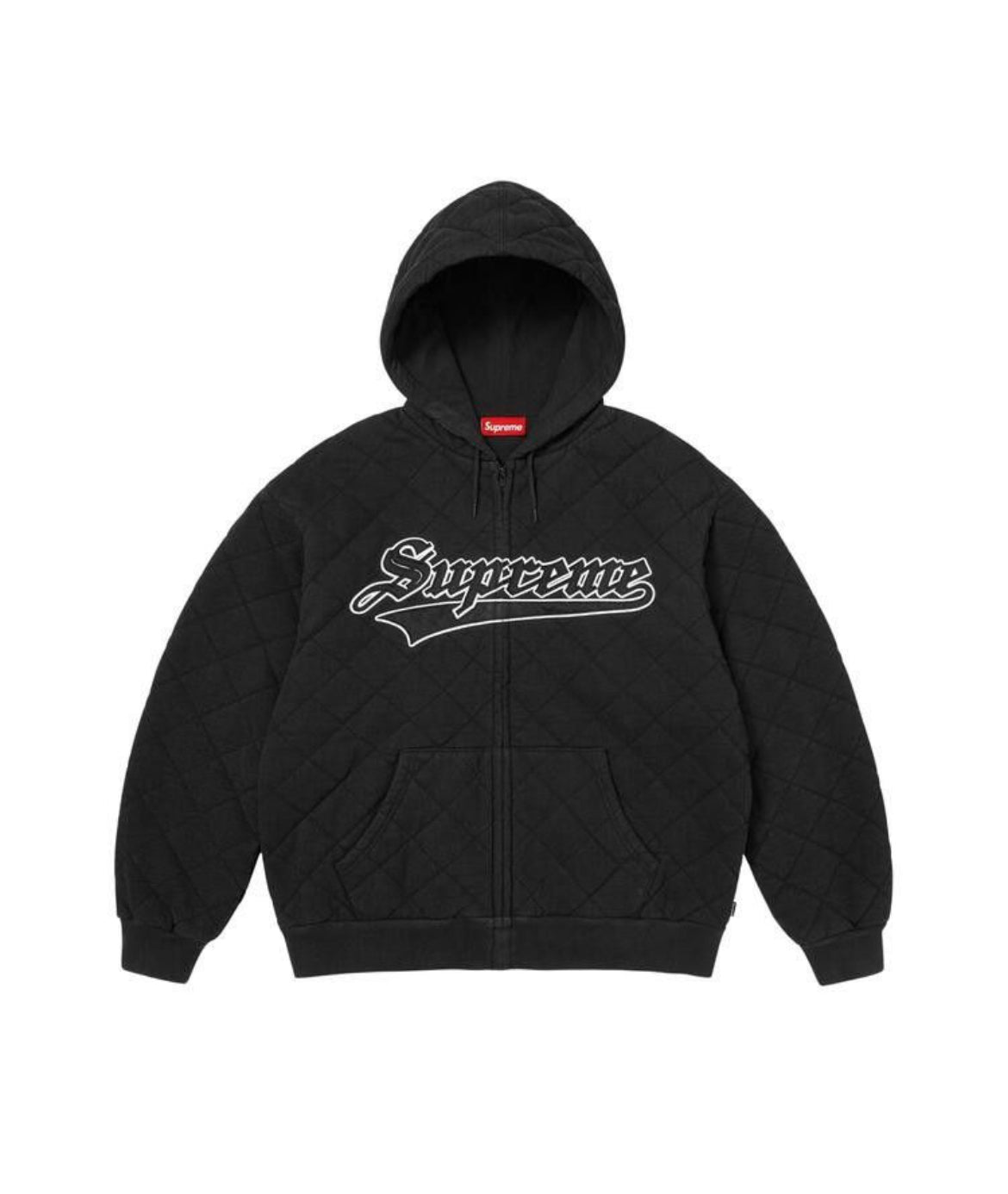 SUPREME QUILTED ZIP UP BLACK HOODIE (BRAND NEW)