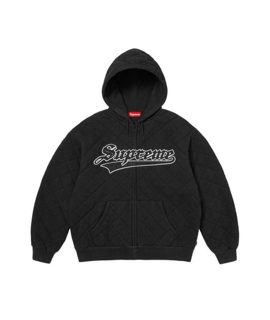 SUPREME QUILTED ZIP UP BLACK HOODIE (BRAND NEW)