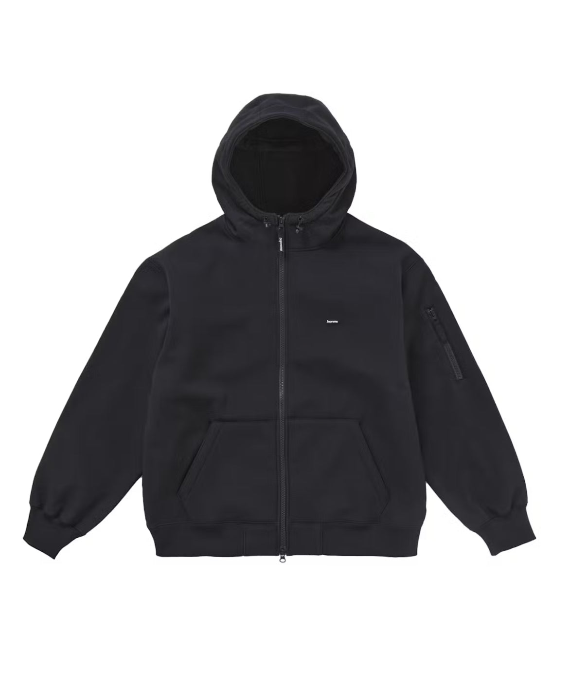 SUPREME BLACK WINDSTOPPER ZIP UP HOODED SWEATSHIRT (PRE-OWNED)