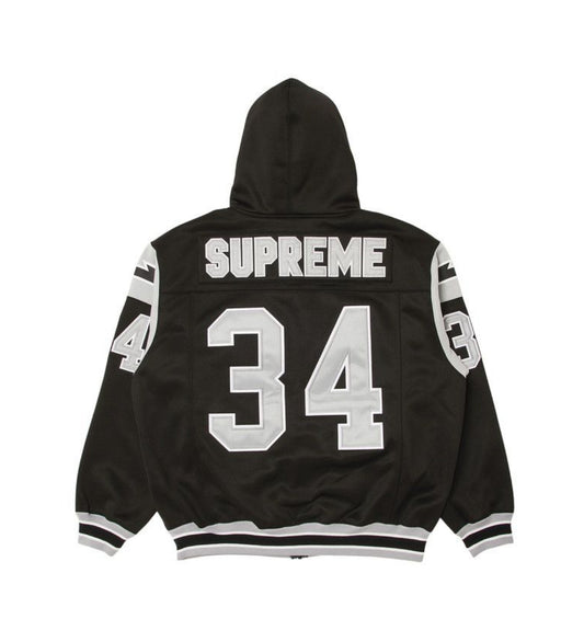 SUPREME FOOTBALL ZIP UP HOODED SWEATSHIRT BLACK (PREOWNED)