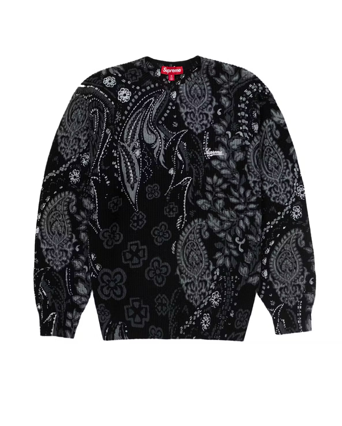 SUPREME PRINTED PAISLEY SWEATER BLACK (BRAND NEW)
